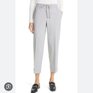Club Monaco NWOT Tie-Waist grey stretch wool elastic waist cuffed ankle pants